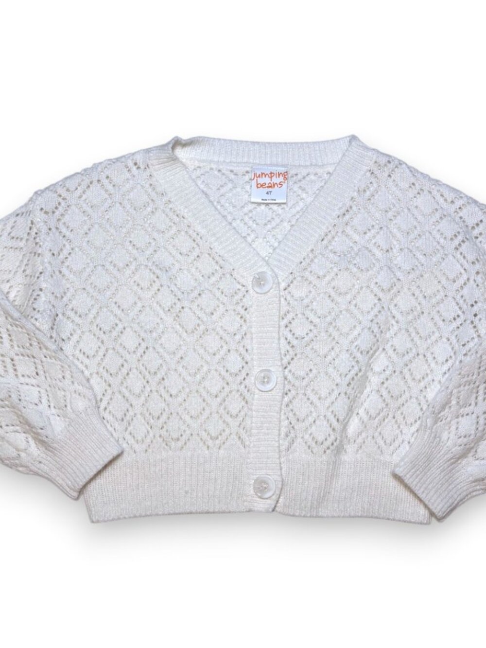 Jumping Bean Ivory White Open Knit Toddler Girl Cardigan Cottagecore Girlhood 4T